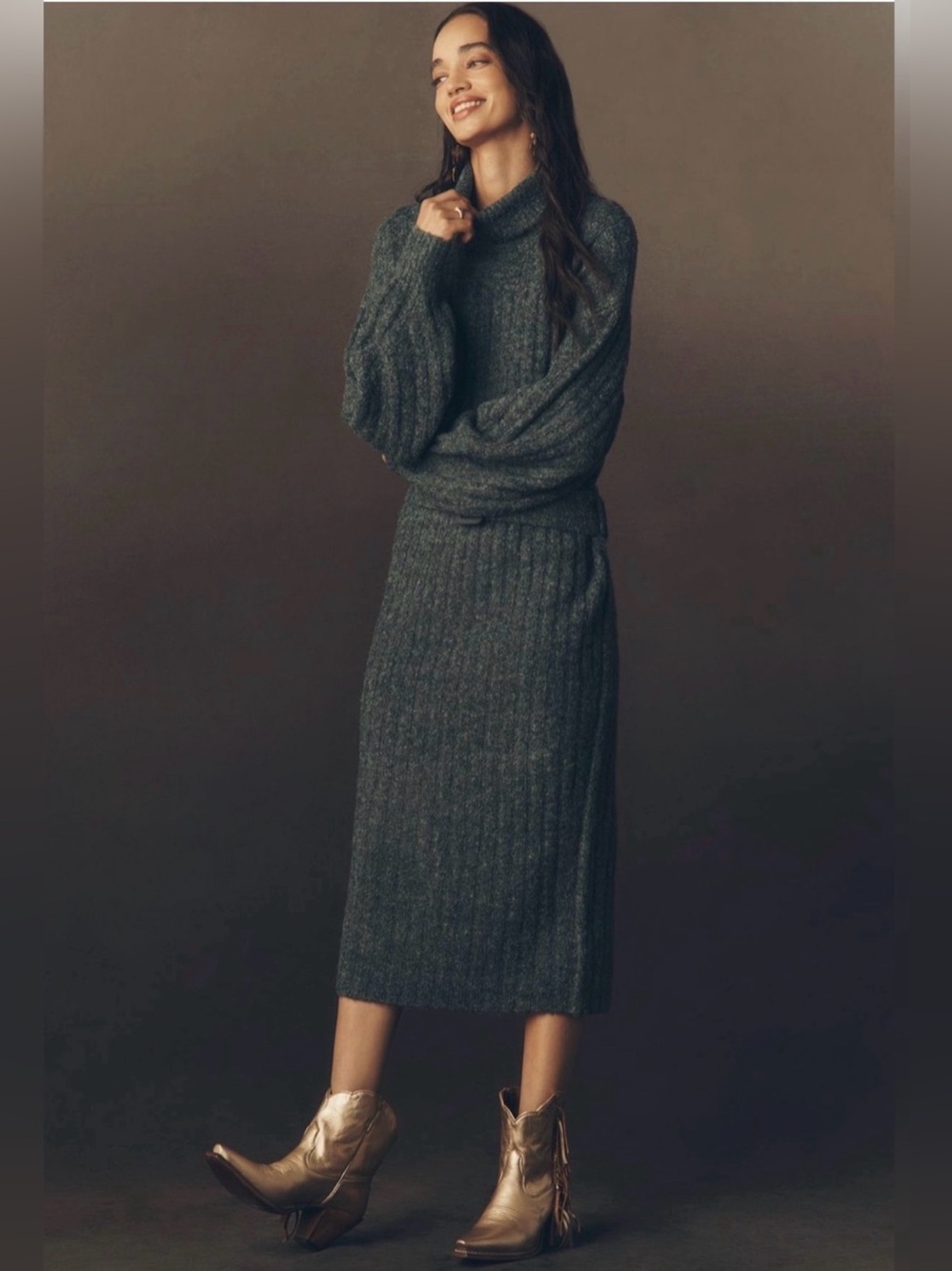 Anthropologie belted sweater dress